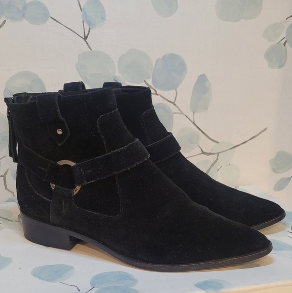 Rebecca Minkoff Jenni Suede Pointed Toe Booties 7.5M - Picture 9 of 10